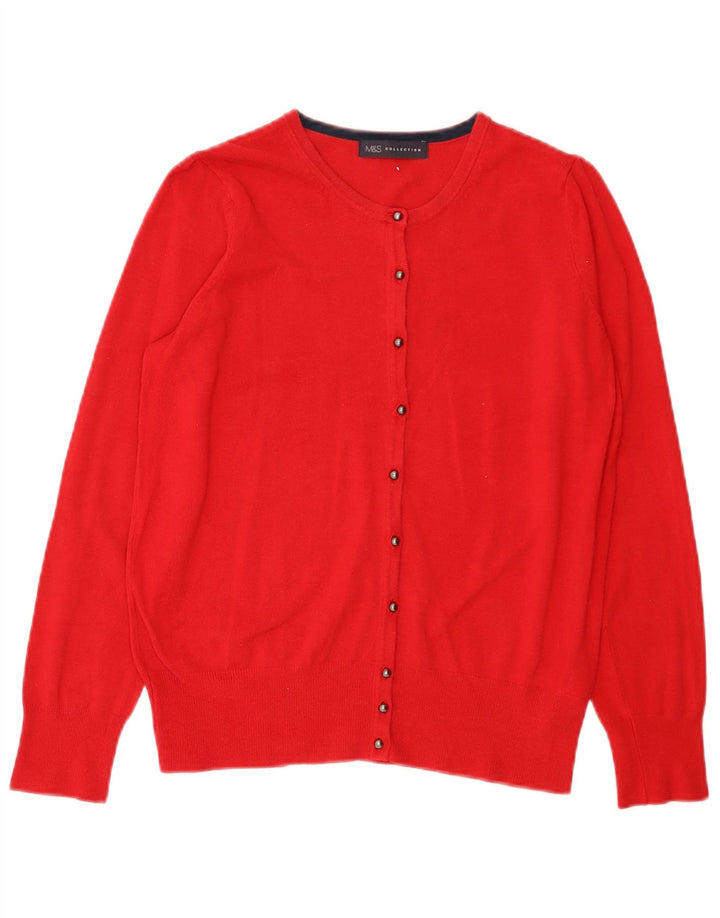 Marks & Spencer Womens Cardigan Sweater UK 12 Medium Red Viscose
