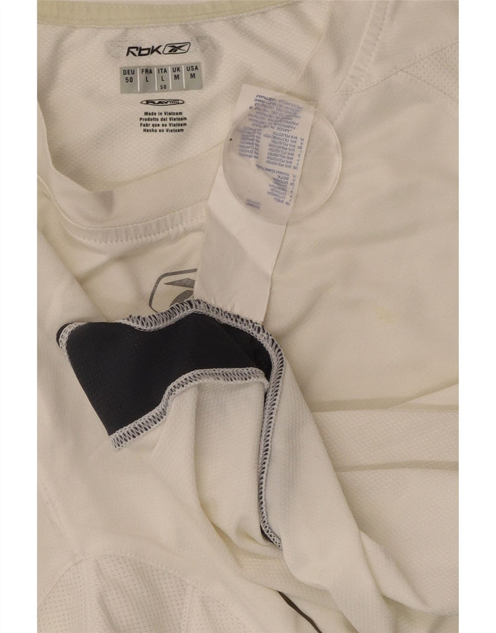 REEBOK Mens T-Shirt Top Medium White Colourblock Polyester