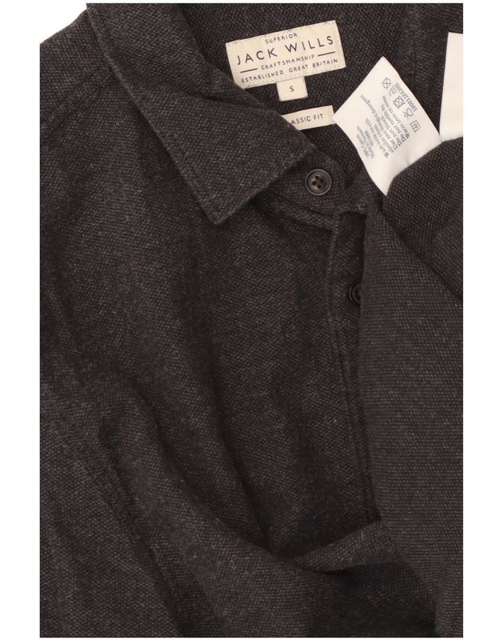 JACK WILLS Mens Classic Fit Flannel Shirt Small Grey Cotton