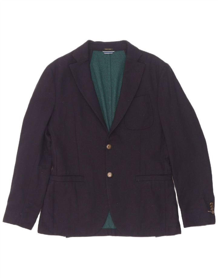Massimo Dutti Mens 2 Button Blazer Jacket EU 48 Medium Navy Blue Wool