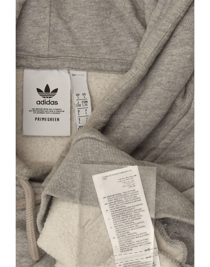 ADIDAS Mens Hoodie Jumper Large Grey Cotton