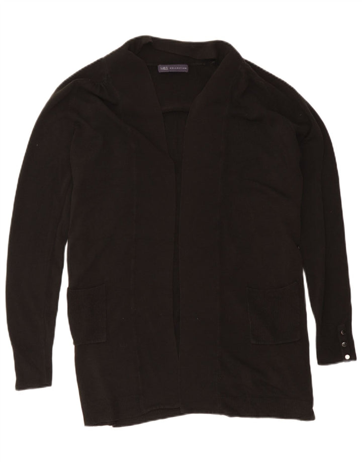 Marks & Spencer Womens Open Cardigan Sweater UK 12 Medium Black Acrylic
