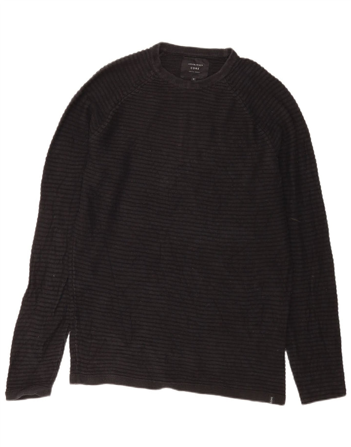 Jack & Jones Mens Crew Neck Jumper Sweater Medium Black Cotton