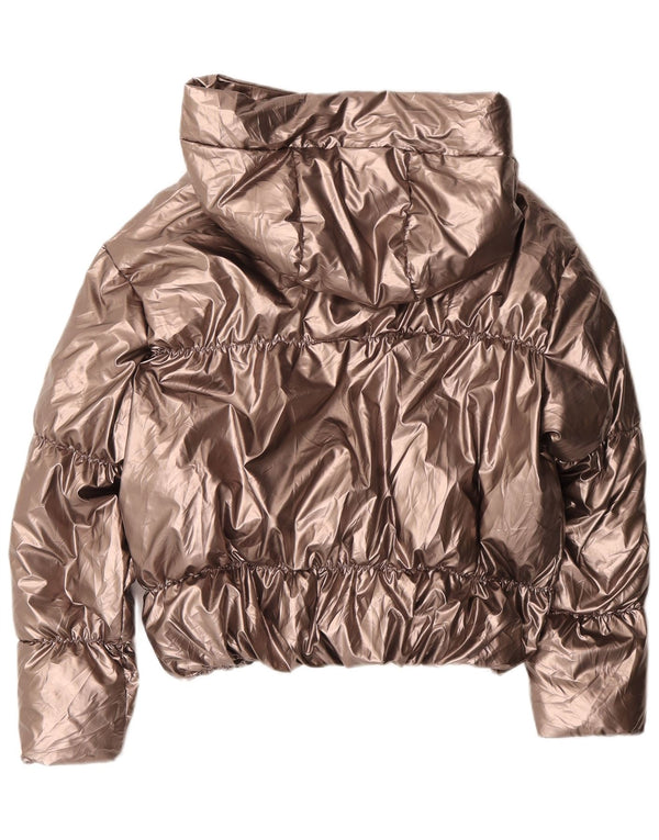 Carrera Womens Crop Hooded Padded Jacket UK 14 Medium Gold Polyester