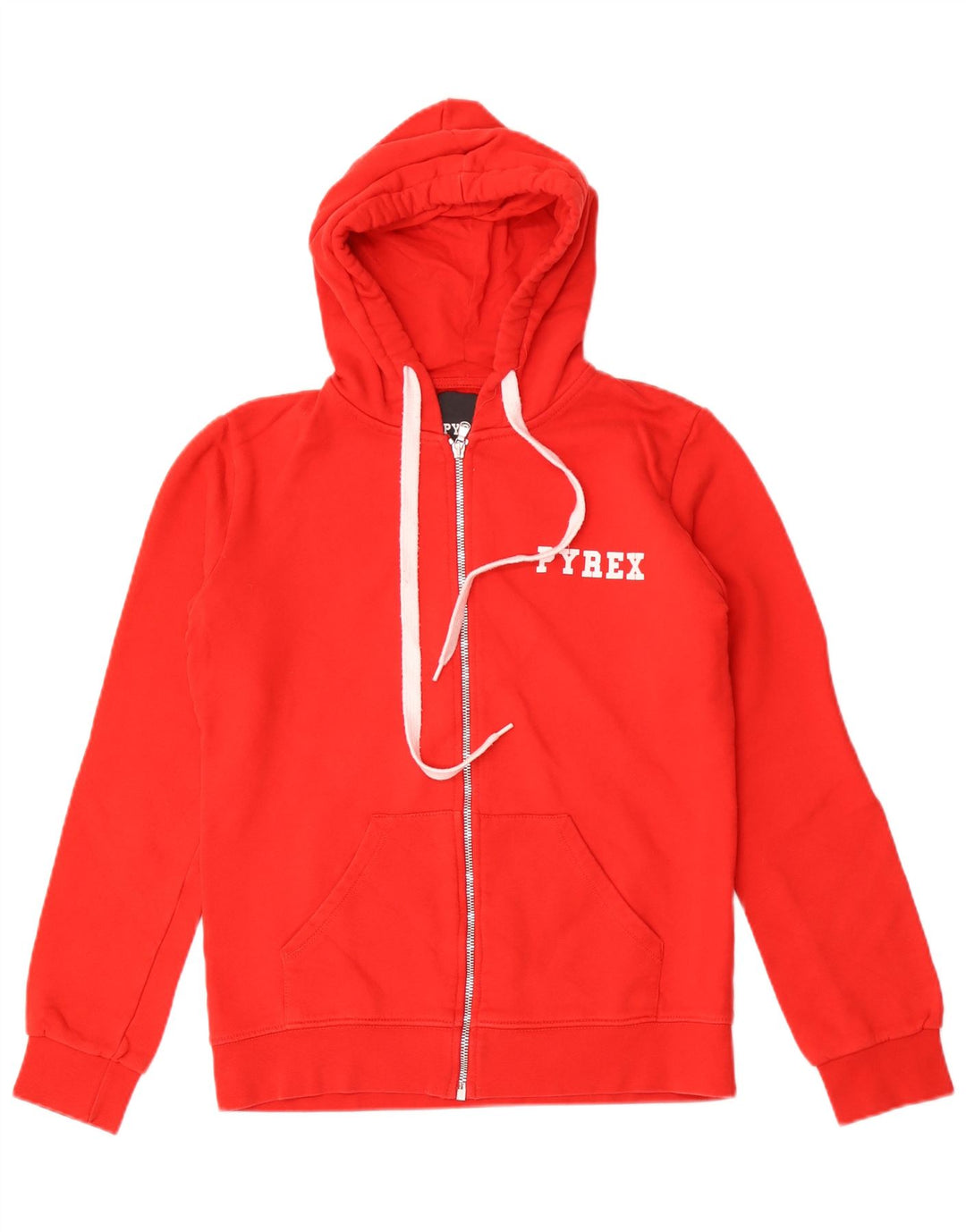 Pyrex Womens Graphic Zip Hoodie Sweater UK 14 Medium Red Cotton
