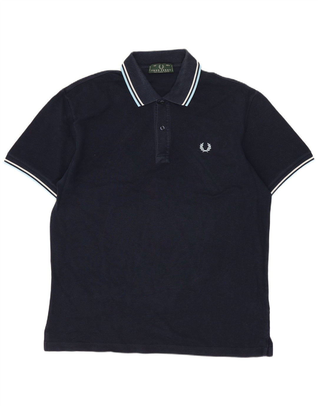 FRED PERRY Mens Polo Shirt Medium Navy Blue Cotton