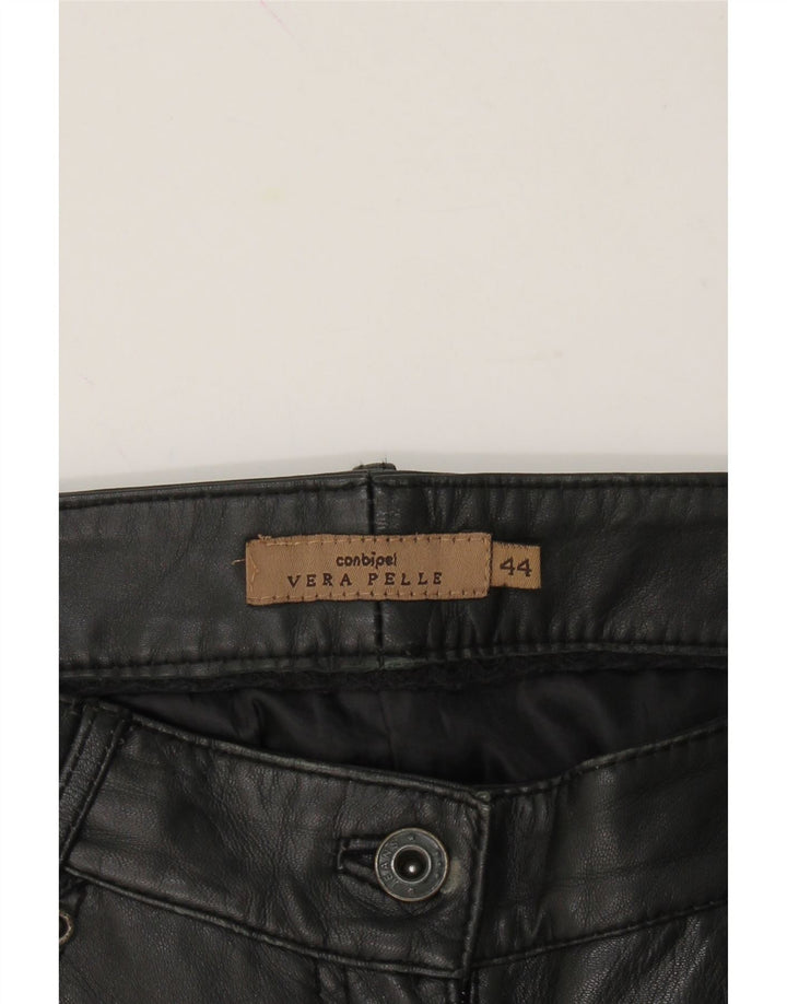 CONBIPEL Womens Straight Trousers IT 44 Medium W30 L28 Black Leather Vintage Conbipel and Second-Hand Conbipel from Messina Hembry 