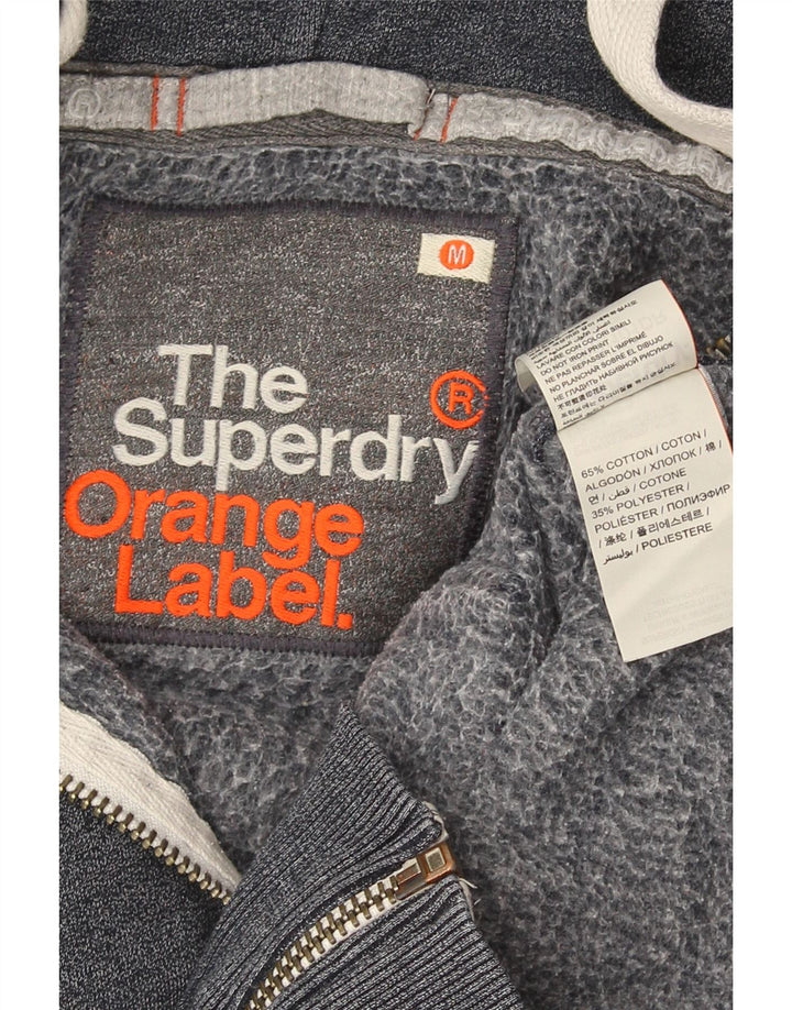 Superdry Mens Zip Hoodie Sweater Medium Grey Cotton