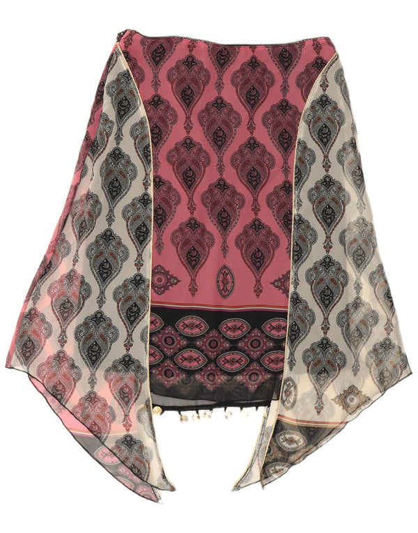Kookai Womens Asymmetrical Skirt EU 38 Medium W28 Pink Paisley Polyester