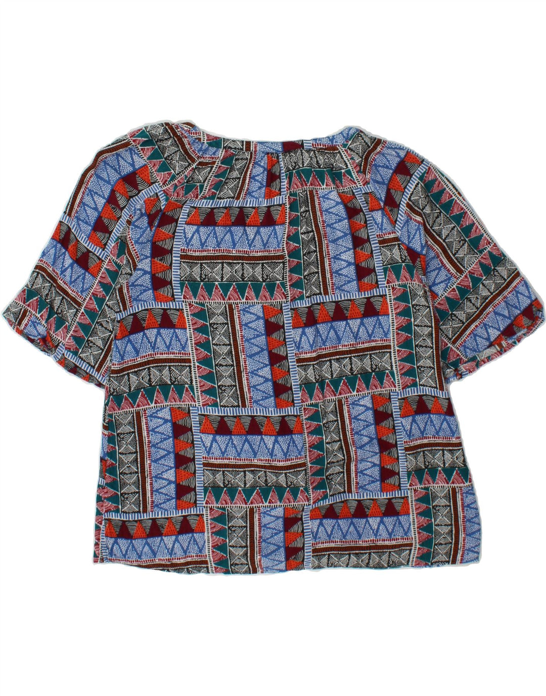 FAT FACE Womens Blouse Top UK 10 Small  Blue Patchwork Viscose Vintage Fat Face and Second-Hand Fat Face from Messina Hembry 