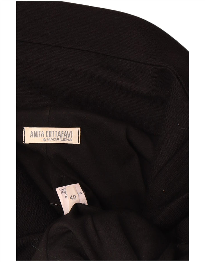 Vintage Womens 1 Button Blazer Jacket IT 48 XL Black Wool