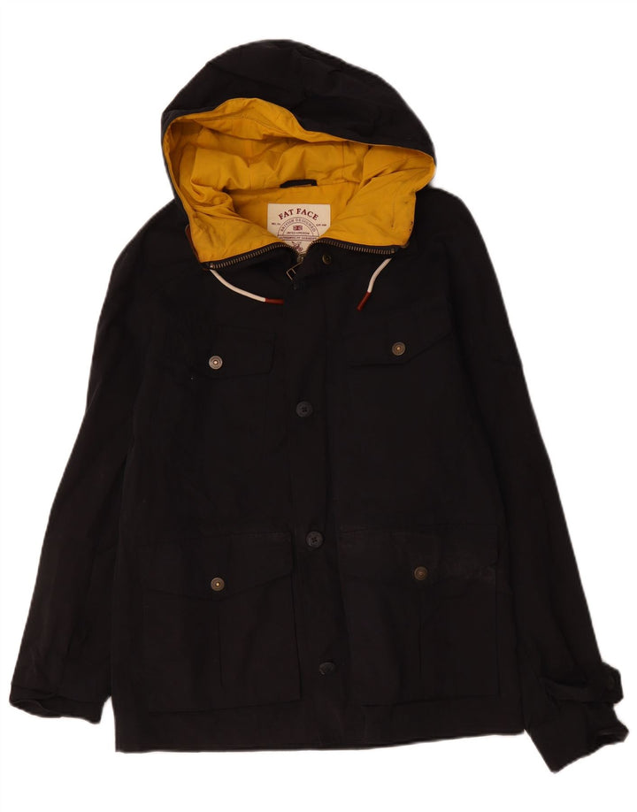 Fat Face Mens Hooded Utility Jacket UK 36 Small Navy Blue Polyester
