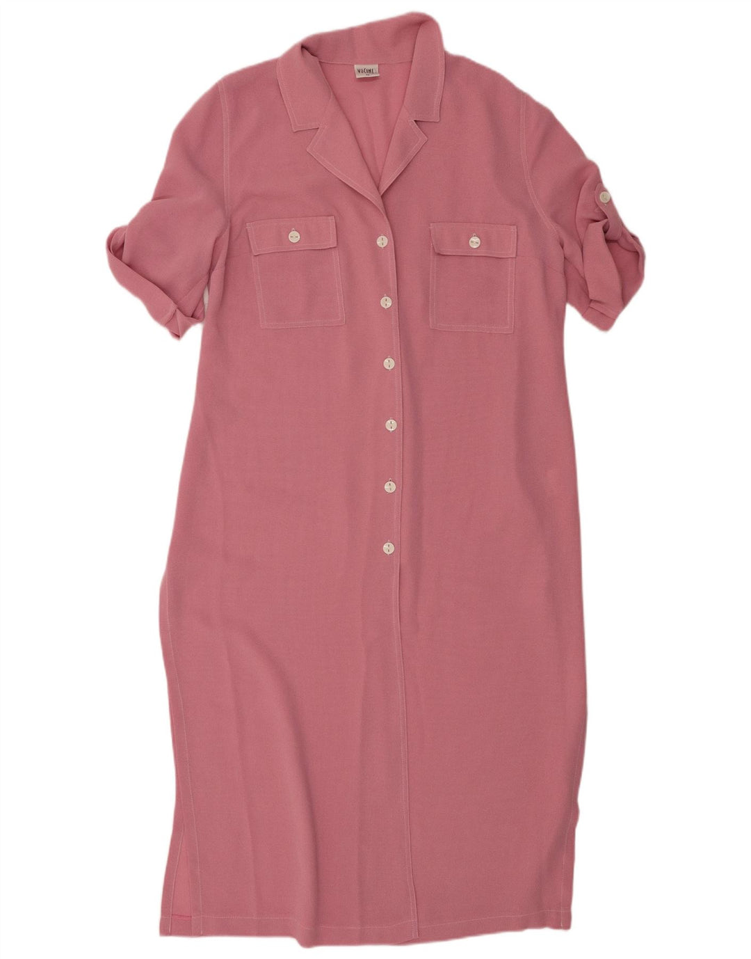 VICINI Womens Shirt Dress UK 16 Large  Pink Polyester