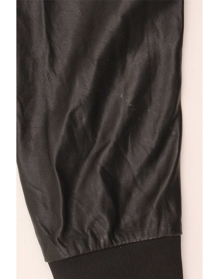 Replay Mens Bomber Leather Jacket UK 38 Medium Black Leather