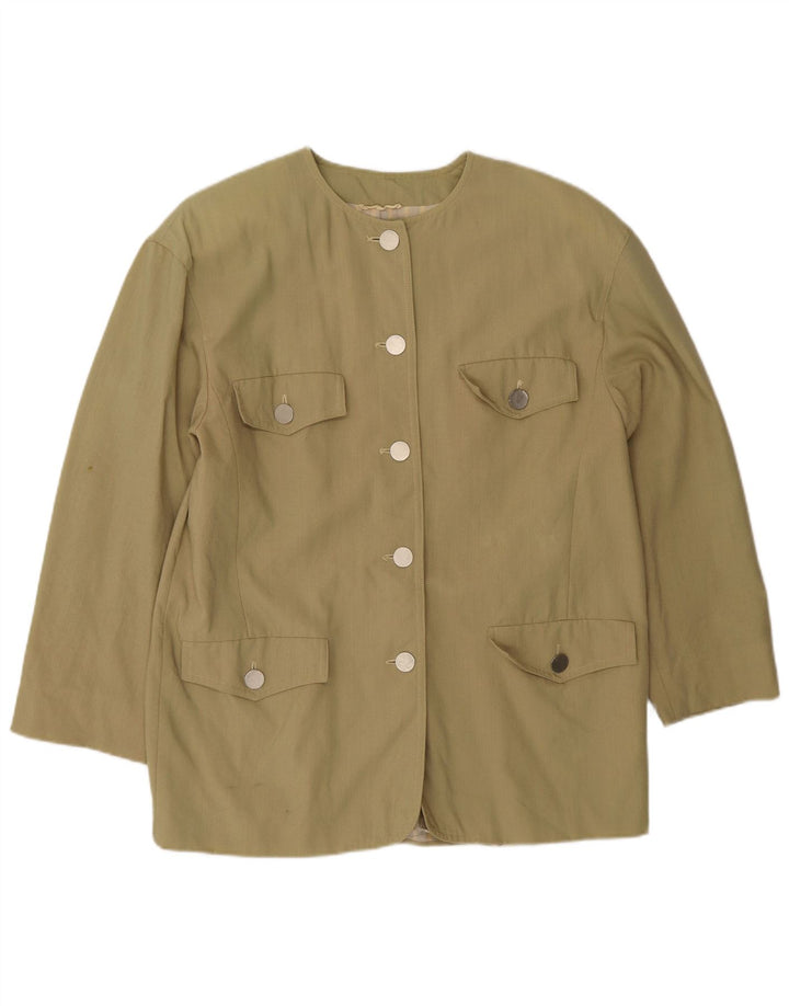 Marella Womens 5 Button Oversized Blazer Jacket UK 10 Small Khaki Wool