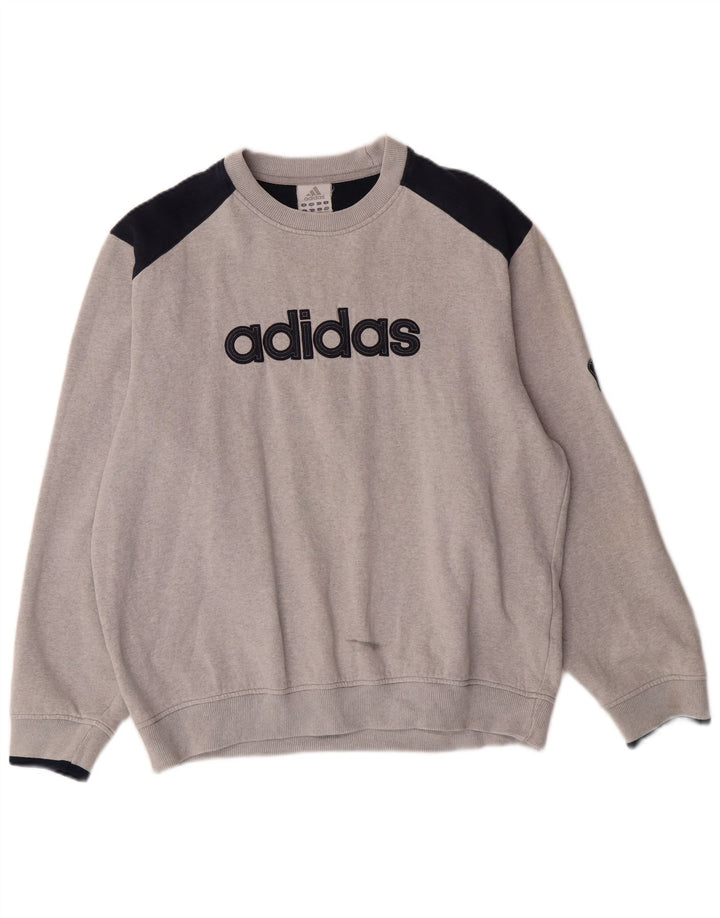 Adidas Mens Graphic Sweatshirt Jumper Large Grey Colourblock