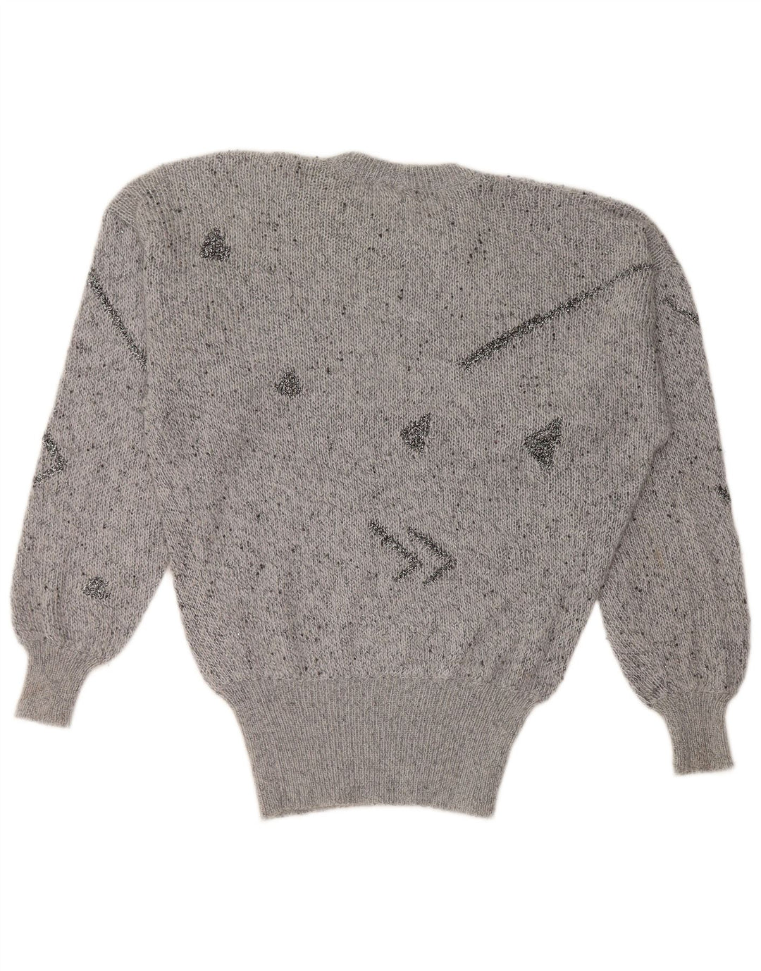 KRIZIA MAGLIA Womens Crew Neck Jumper Sweater UK 18 XL Grey Flecked Angora