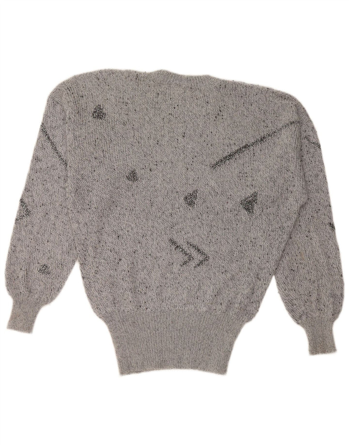KRIZIA MAGLIA Womens Crew Neck Jumper Sweater UK 18 XL Grey Flecked Angora
