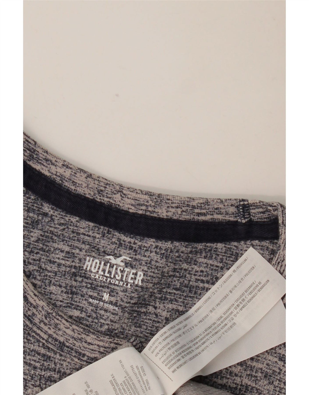 HOLLISTER Mens Top Long Sleeve Medium Navy Blue Flecked Cotton