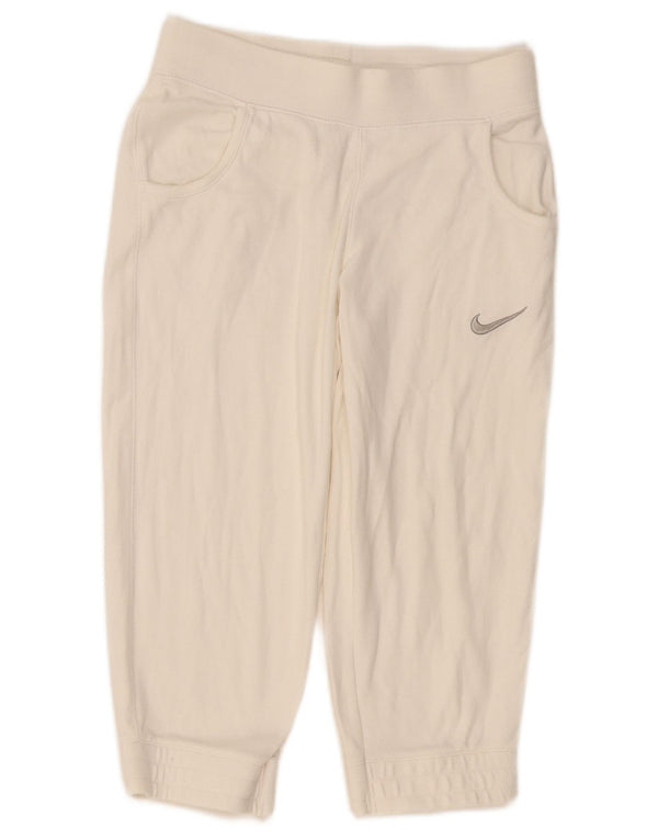 NIKE Girls Tracksuit Trousers Joggers 12-13 Years Large White Cotton