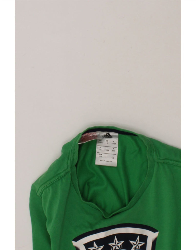 ADIDAS Boys Football Graphic T-Shirt Top 9-10 Years Green Cotton Vintage Adidas and Second-Hand Adidas from Messina Hembry 