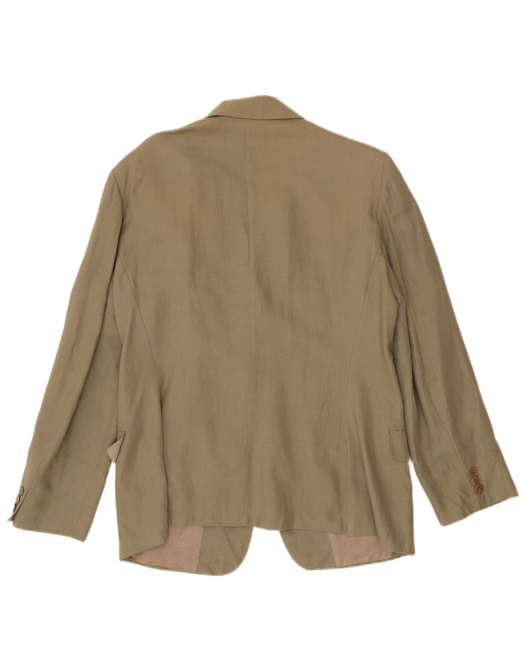 Max Mara Womens 1 Button Blazer Jacket UK 18 XL Khaki Linen