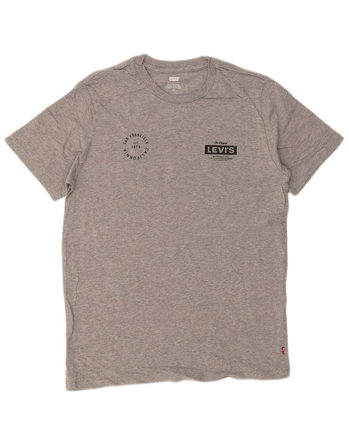 LEVI'S Mens Graphic T-Shirt Top Medium Grey Flecked Cotton