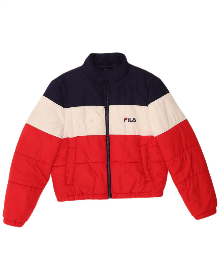 Fila Womens Crop Padded Jacket UK 16 Large Multicoloured Colourblock