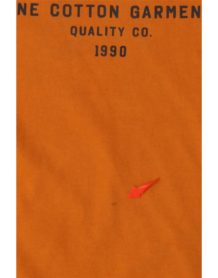 JACK & JONES Mens Graphic T-Shirt Top Medium Orange Cotton