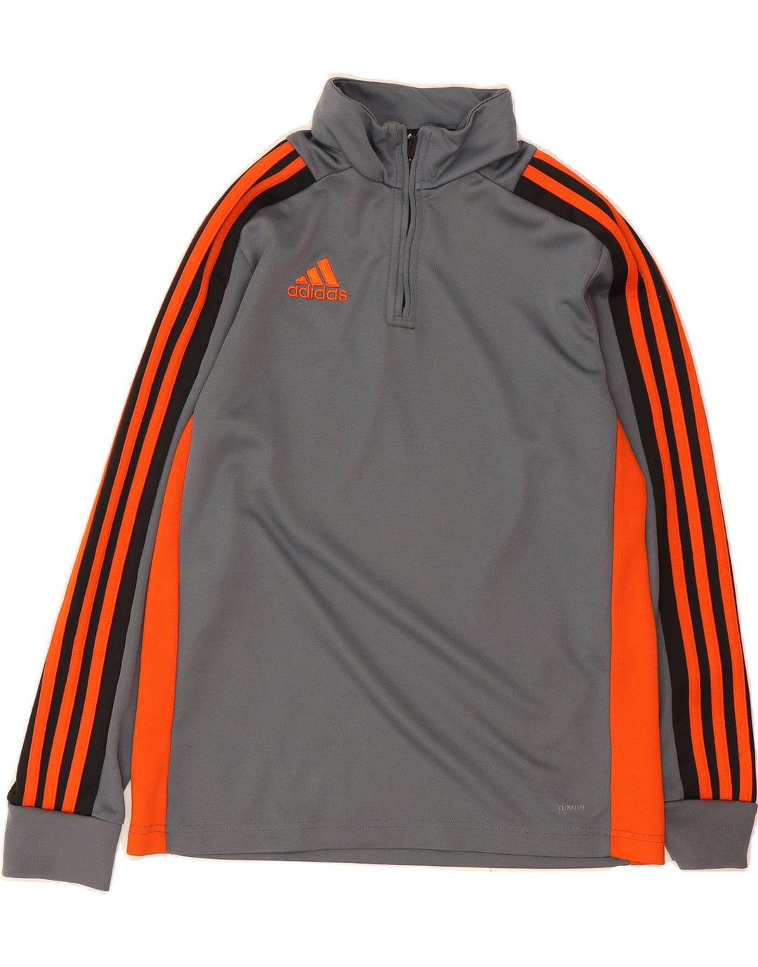 ADIDAS Boys Climalite Pullover Tracksuit Top 13-14 Years Grey Colourblock Vintage Adidas and Second-Hand Adidas from Messina Hembry 