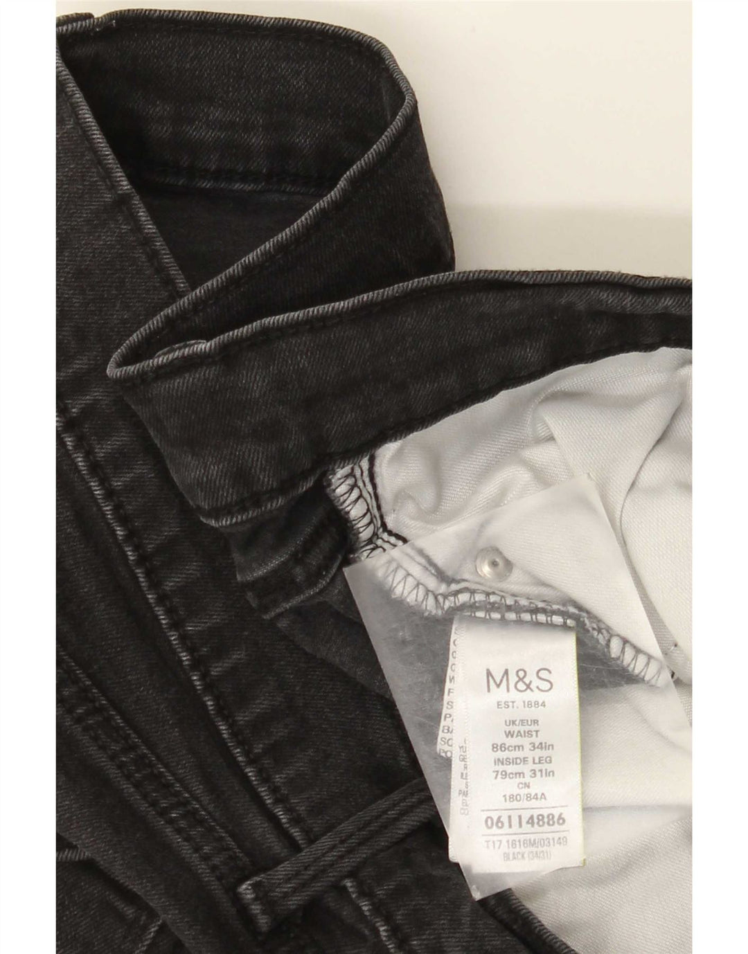 Marks & Spencer Mens Straight Jeans W34 L31 Black Cotton