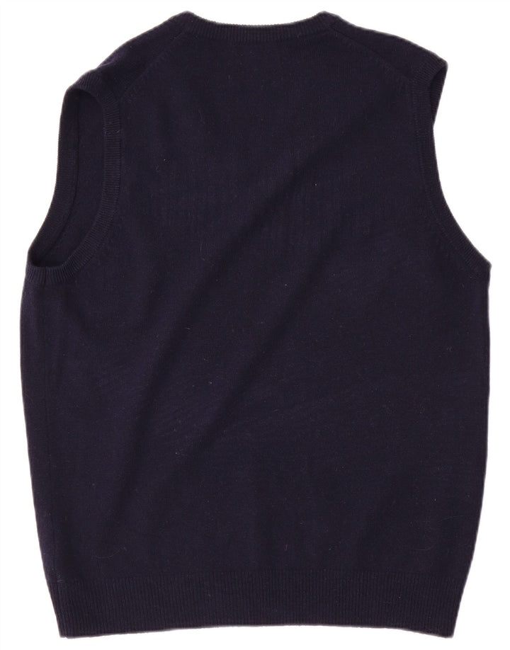 Marks & Spencer Mens Regular Fit Vest Tank Top Medium Navy Blue Wool