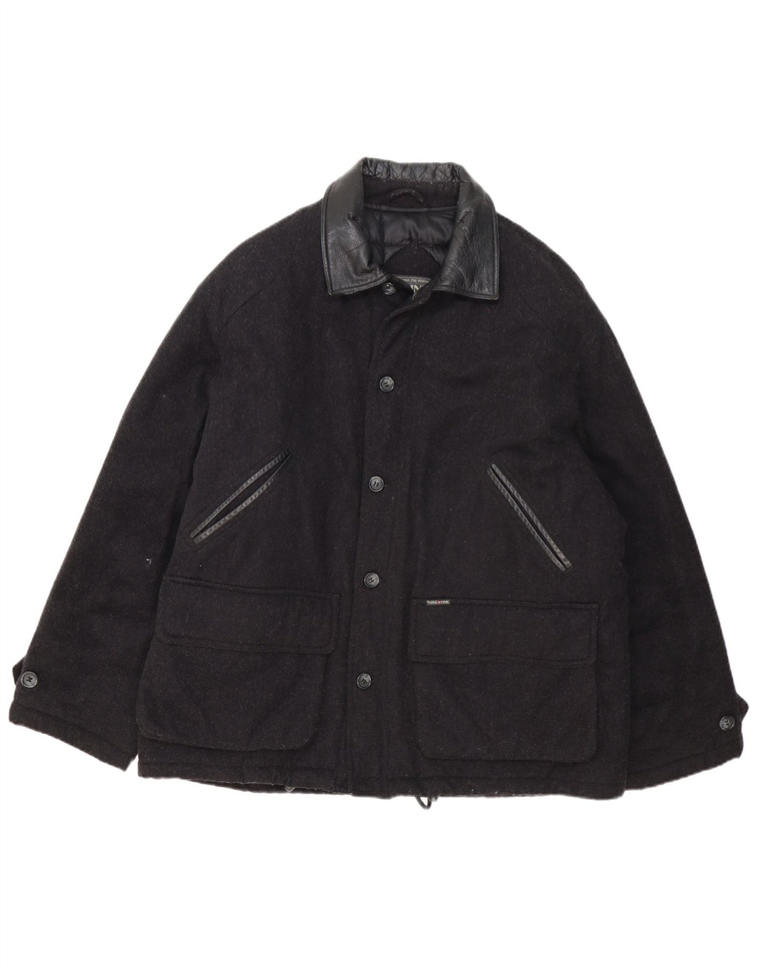 Think Pink Mens Windbreaker Jacket IT 54 2XL Black Wool