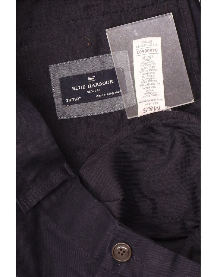 Marks & Spencer Mens Blue Harbour Regular Chino Trousers W38 L33 Navy Blue