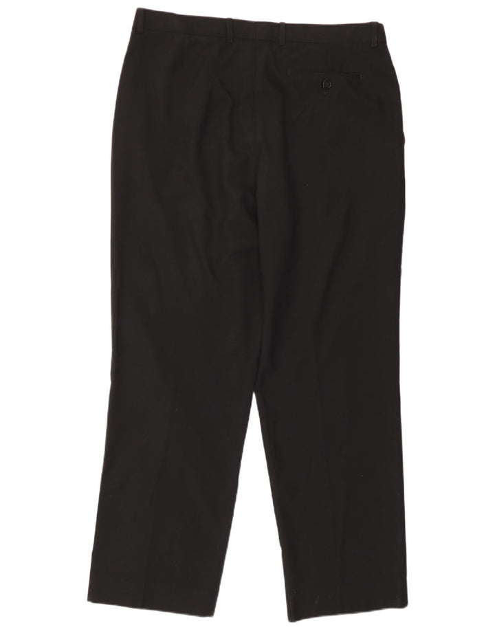 Marks & Spencer Mens Straight Suit Trousers W36 L29 Black Polyester