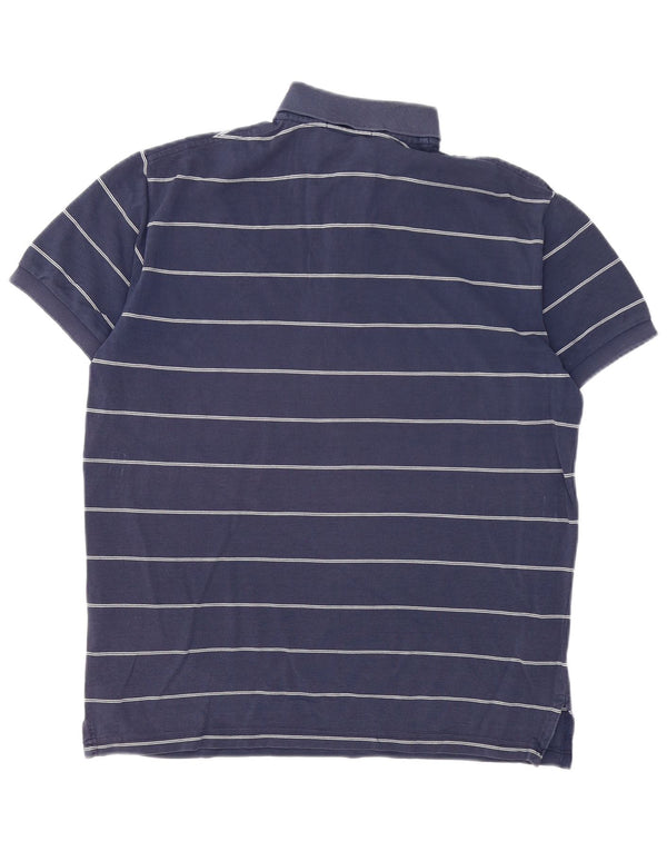 POLO RALPH LAUREN Mens Polo Shirt Medium Navy Blue Striped