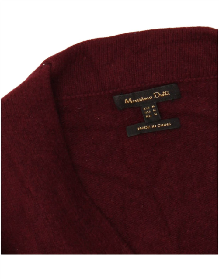 MASSIMO DUTTI Womens Longline Cardigan Sweater UK 12 Medium Burgundy