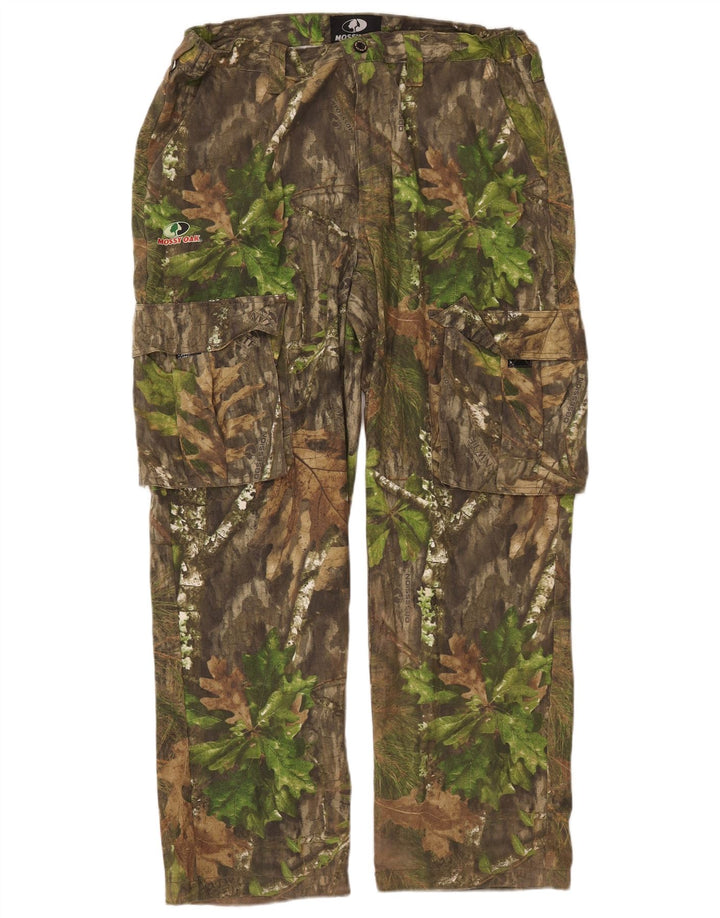 MOSSY OAK Mens Straight Cargo Trousers W38 L31 Khaki Camouflage Cotton