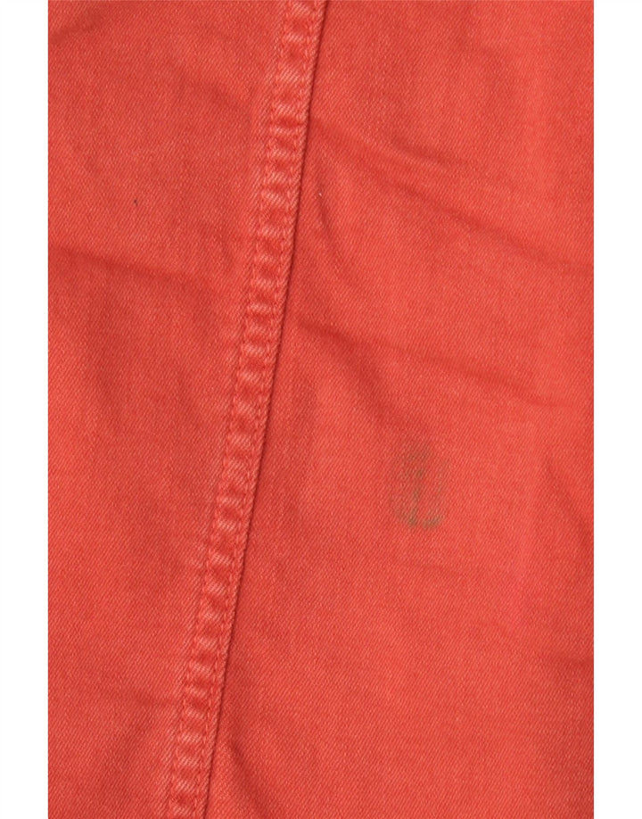 EDDIE BAUER Womens Denim Jacket UK 16 Large Red Cotton