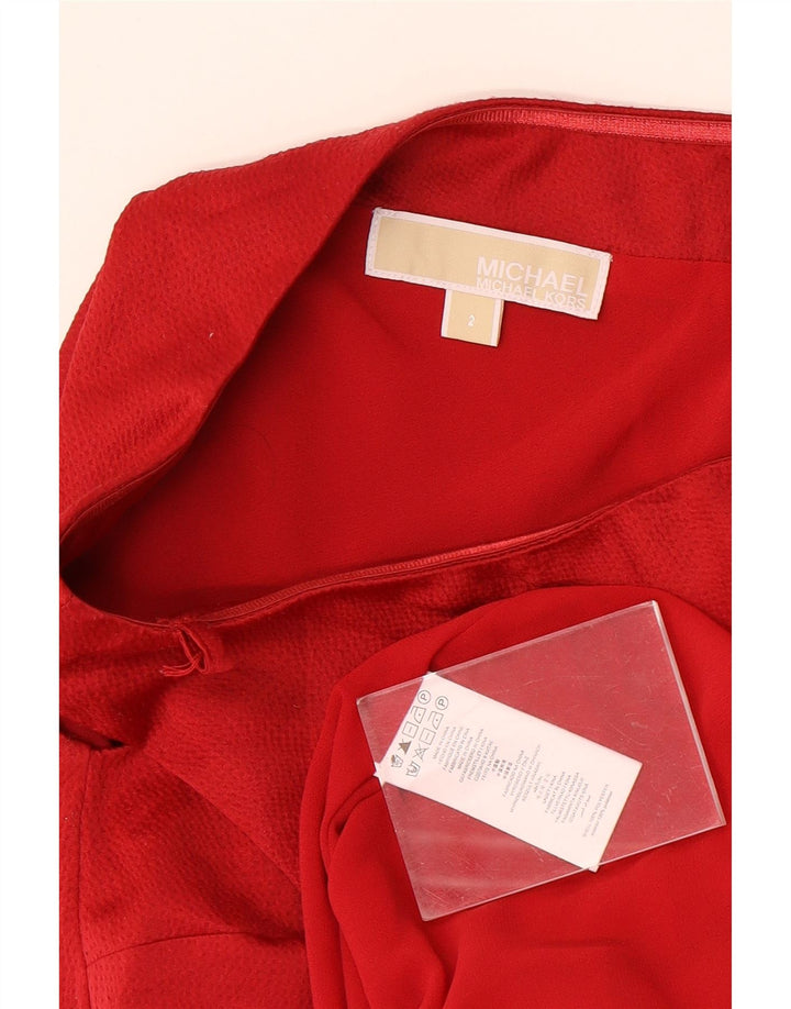 Michael Kors Womens One Shoulder Dress US 2 XS Red Polyester