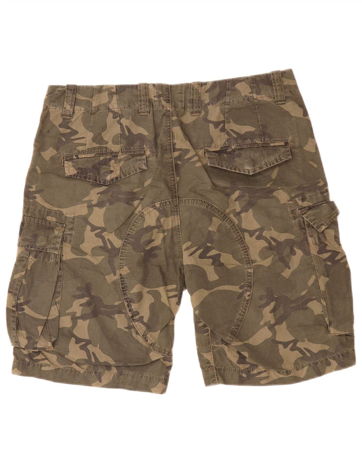 SUPERDRY Mens Cargo Shorts W29 Small Khaki Camouflage Cotton