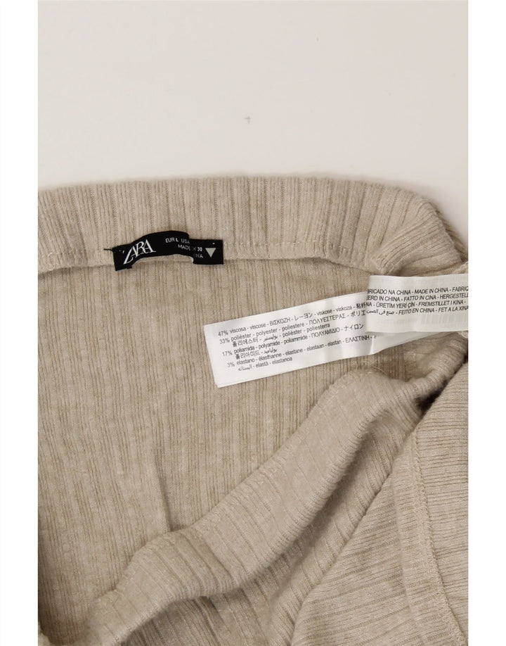 ZARA Womens High Waist Midi Skirt Large W30 Grey Viscose