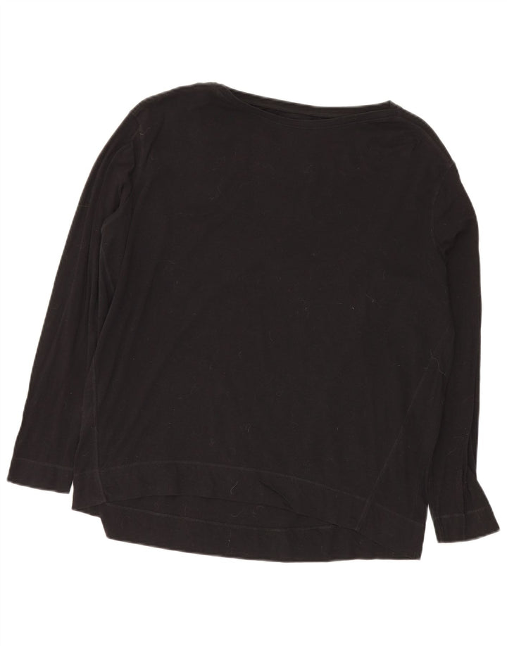 Eddie Bauer Womens Oversized Top Long Sleeve UK 10 Small Black Cotton