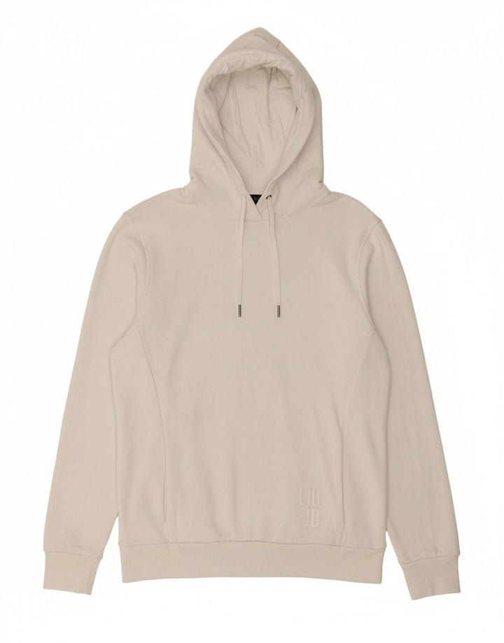 LIU JO Mens Graphic Hoodie Jumper Medium White Cotton