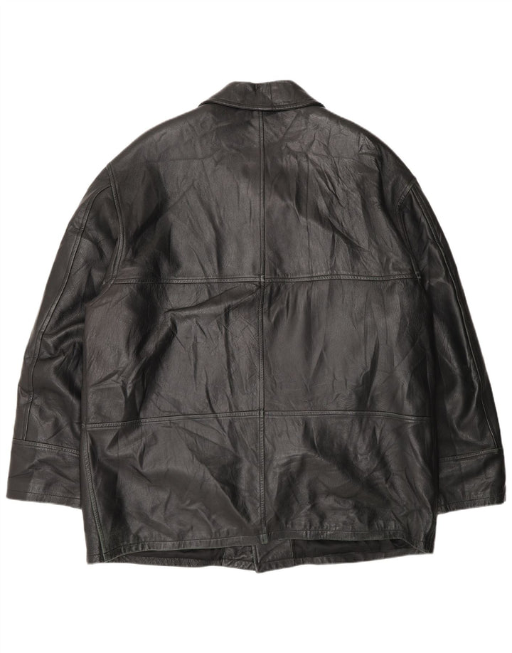 Vintage Mens Leather Jacket IT 54 2XL Black Leather