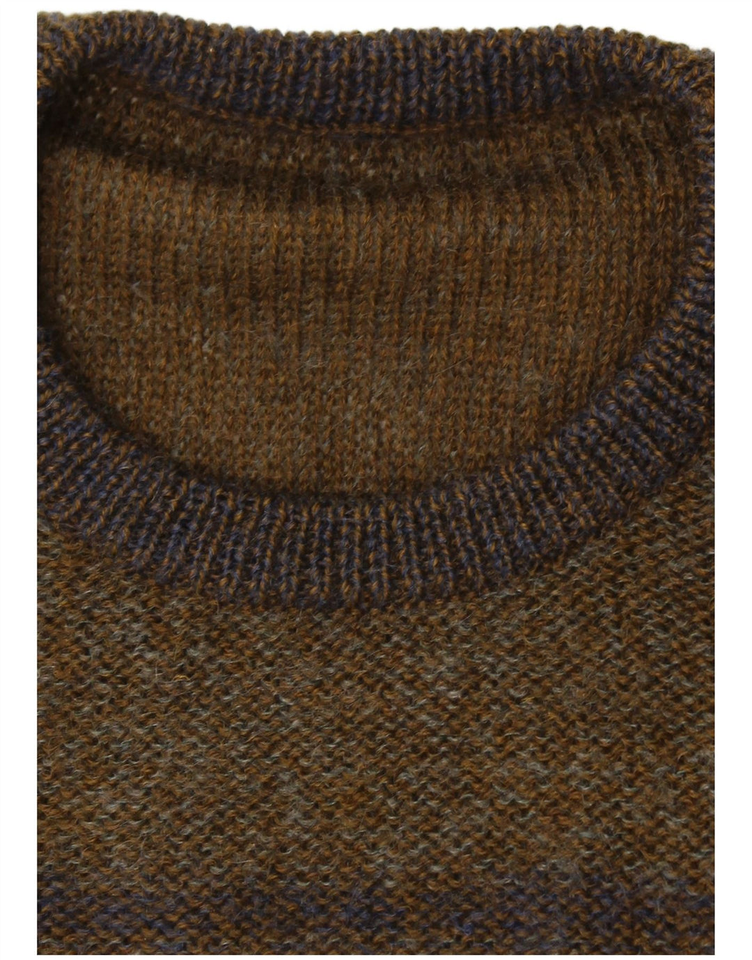 VINTAGE Mens Crew Neck Jumper Sweater Large Khaki Colourblock