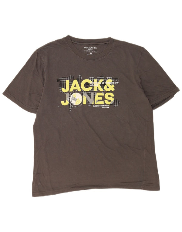 Jack & Jones Mens Graphic T-Shirt Top Medium Grey