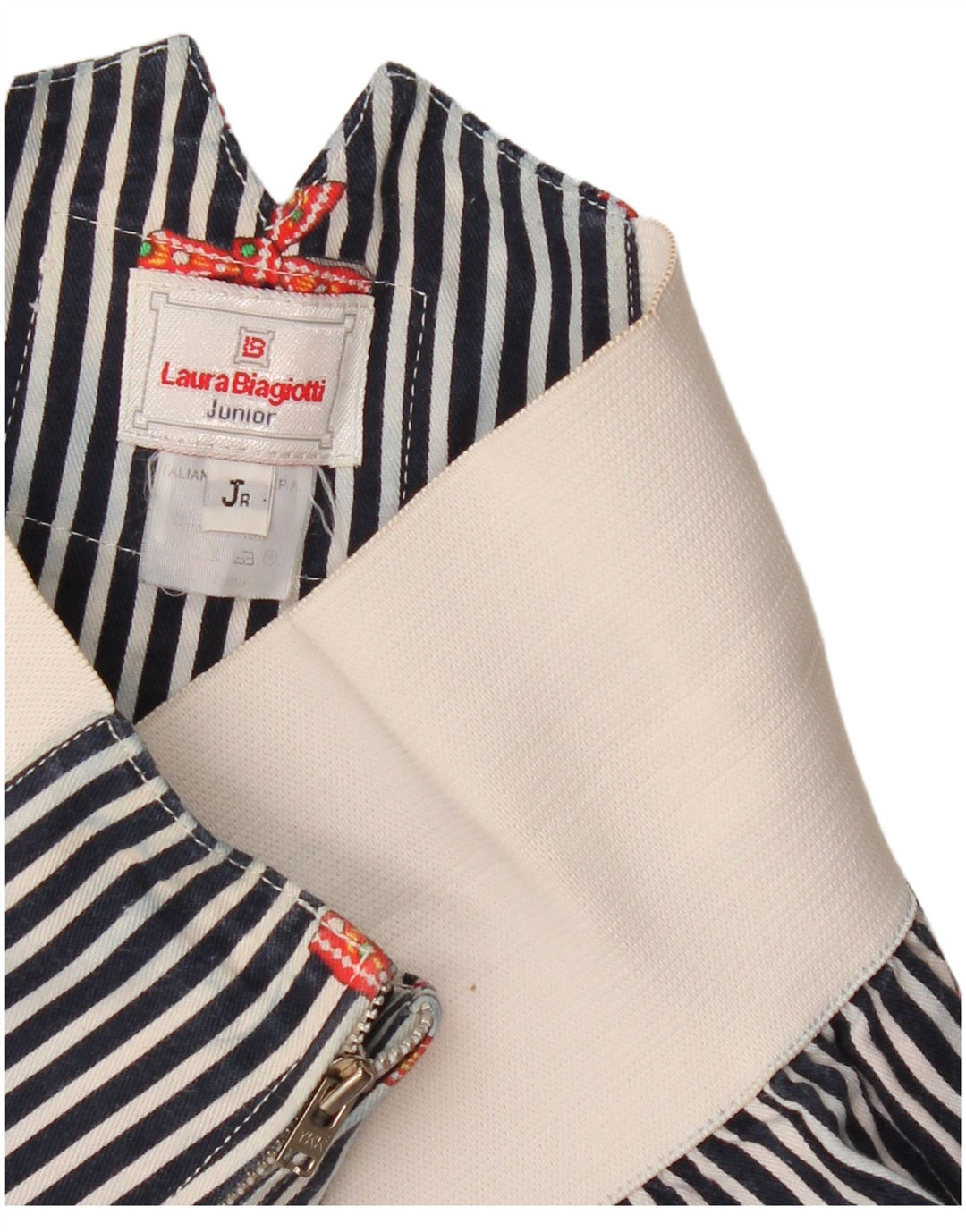 Laura Biagiotti Girls Cropped Trousers 7-8 Years W23 L17 Navy Blue Striped