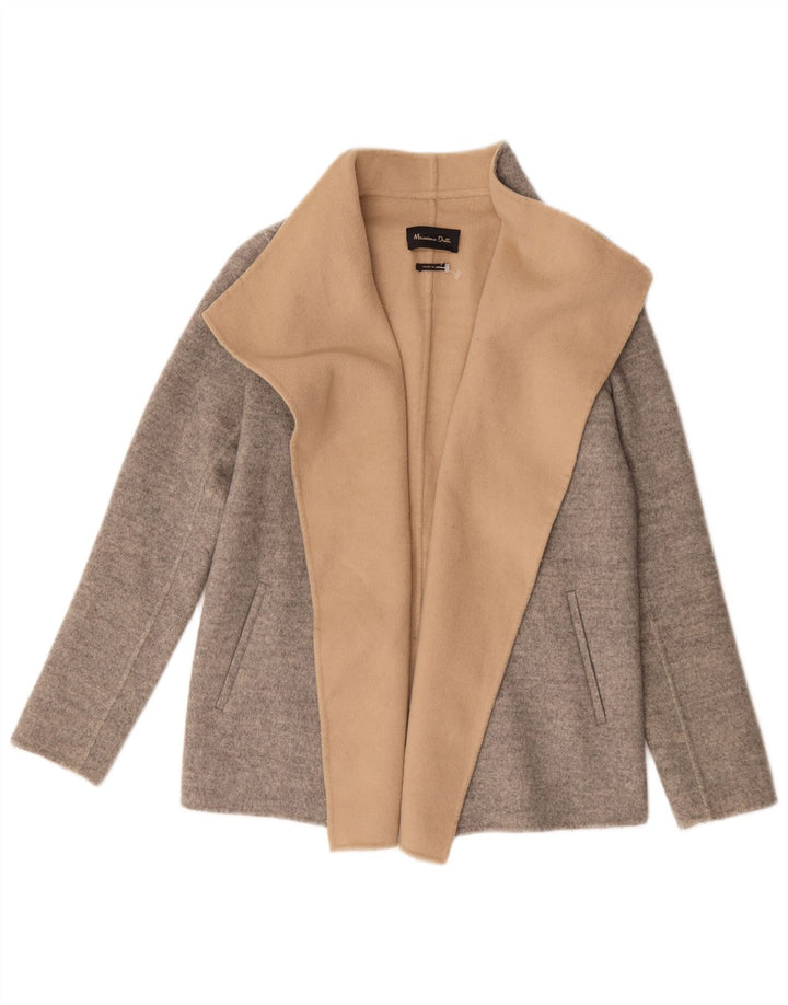 Massimo Dutti Womens Oversized Open Blazer Jacket UK 6 XS Grey Colourblock