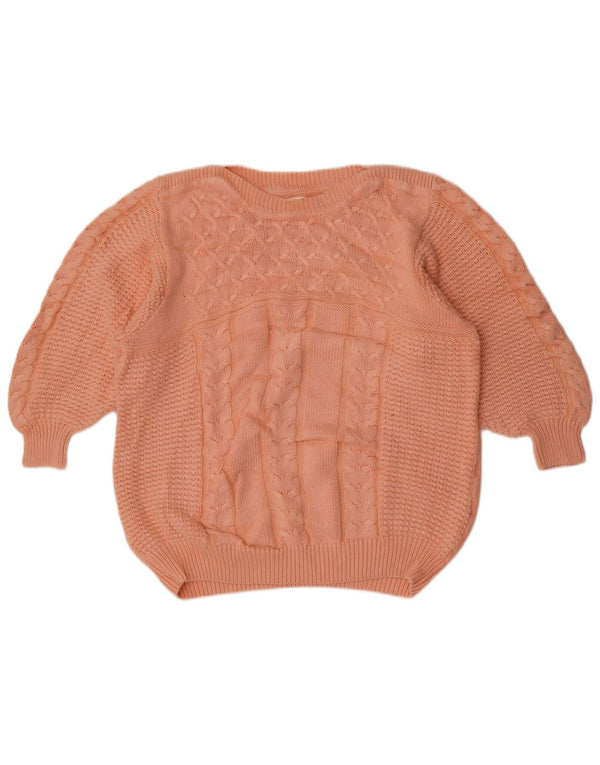Vintage Womens Crew Neck Jumper Sweater UK 16 Large Pink